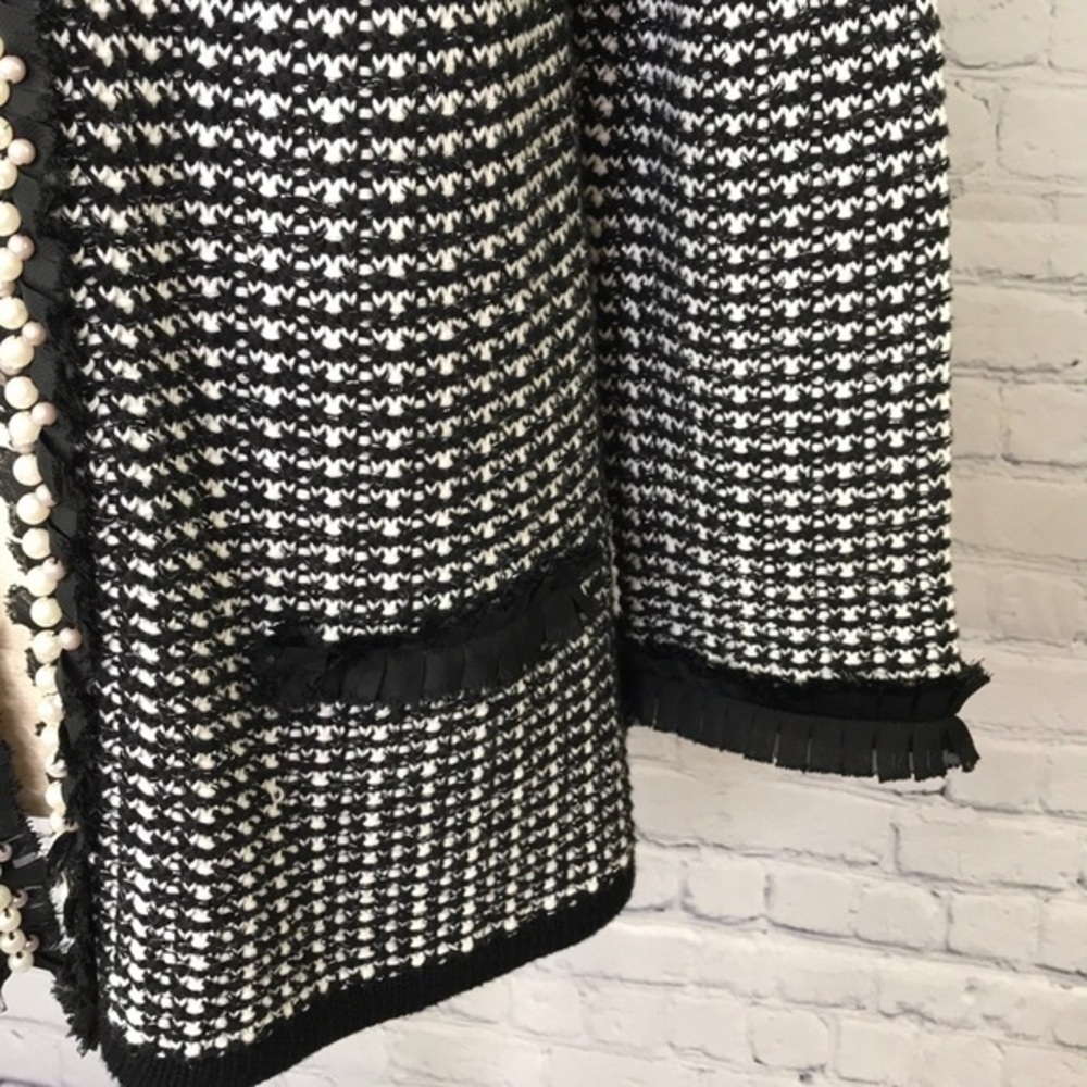 PETER NYGARD Black & White Knit Jacket sz M - Picture 5 of 8